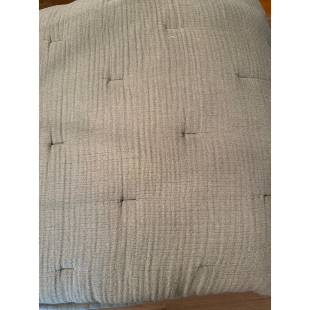 Quince Organic Cotton Gauze Quilt King Cal King Olive Green Bedding VTM001